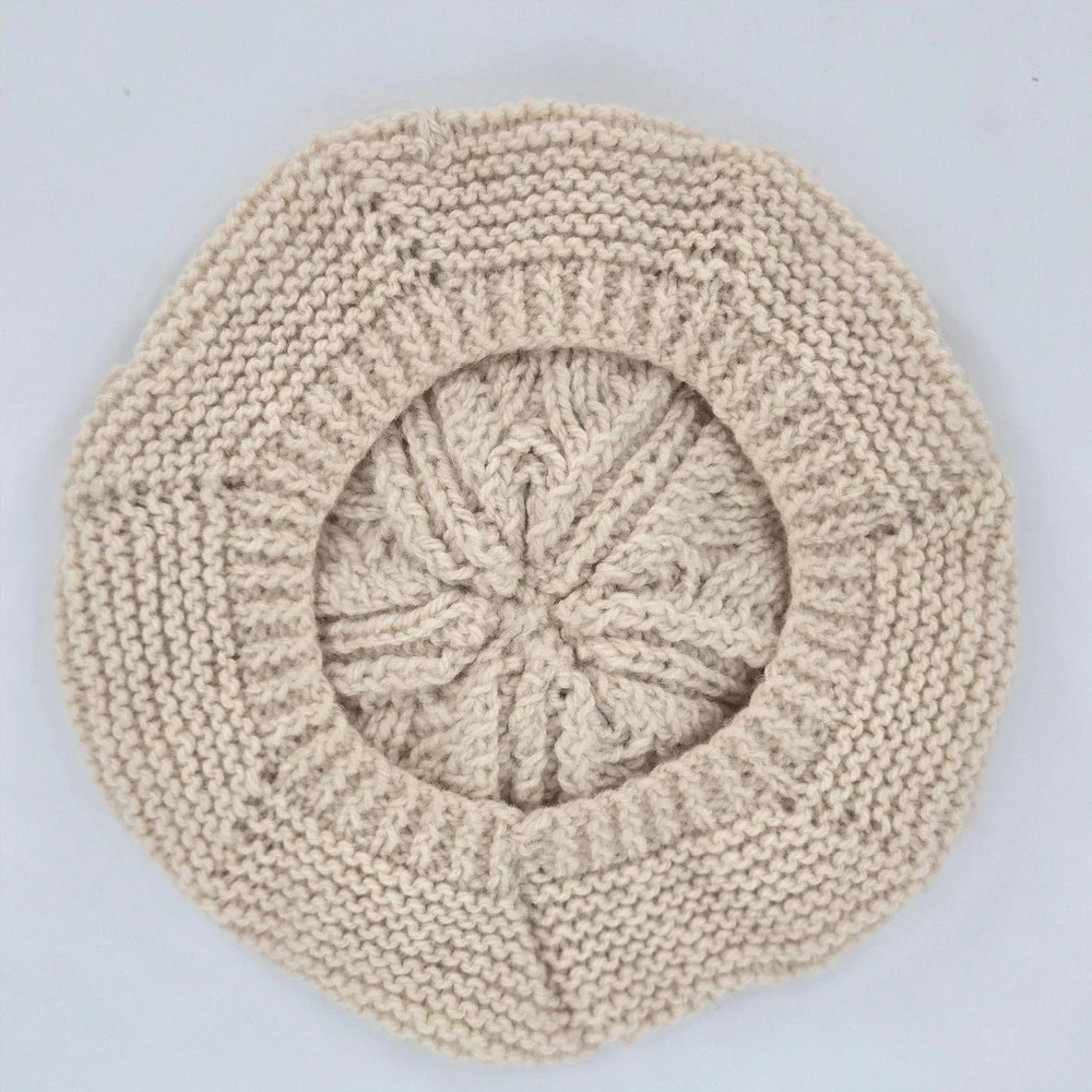 Vintage Womens M-L 100% Wool Irish Aran Sweater Cardigan Hat Combo‎ Cable Knit
